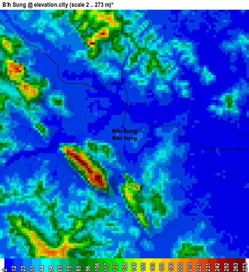 Bến Sung elevation map