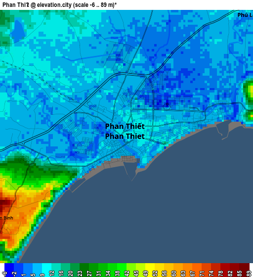Phan Thiết elevation map