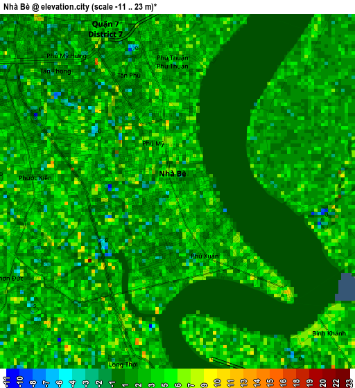 Nhà Bè elevation map