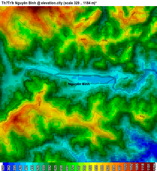 Thị Trấn Nguyên Bình elevation map