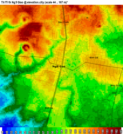 Thị Trấn Ngải Giao elevation map