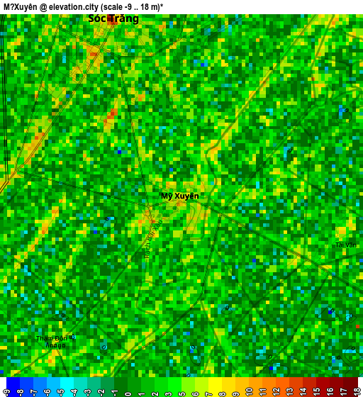Mỹ Xuyên elevation map