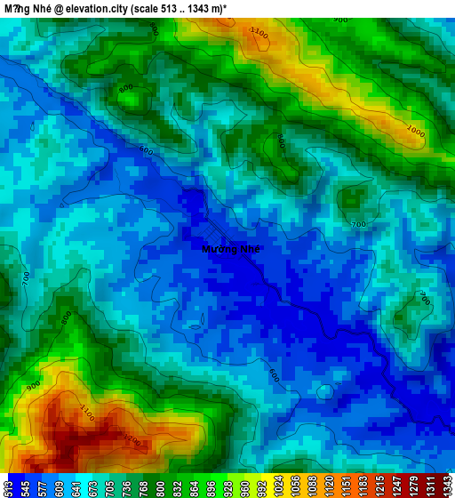 Mường Nhé elevation map