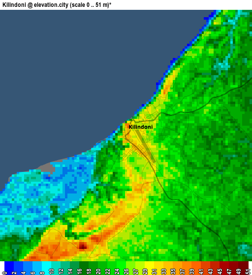 Kilindoni elevation map