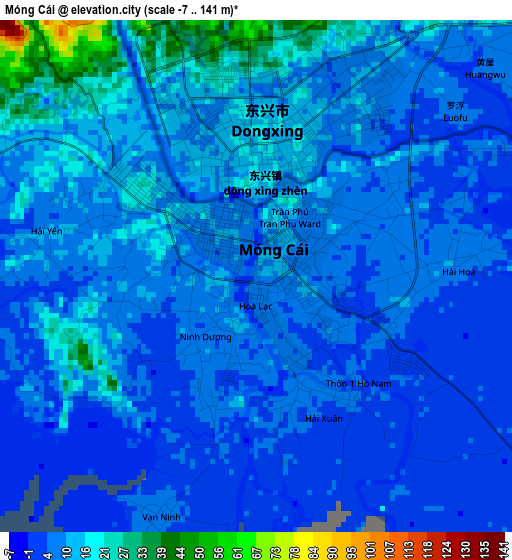 Móng Cái elevation map