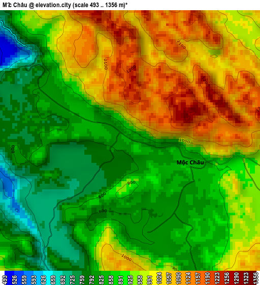 Mộc Châu elevation map