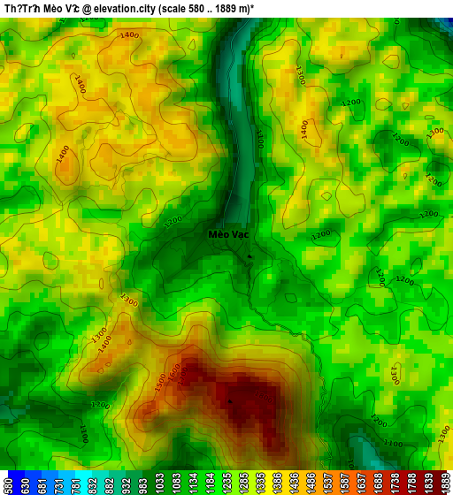 Thị Trấn Mèo Vạc elevation map