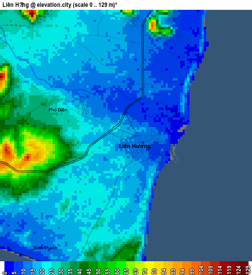 Liên Hương elevation map