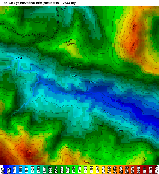 Lao Chải elevation map