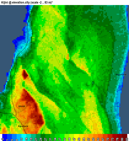 Kijini elevation map