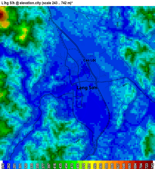 Lạng Sơn elevation map