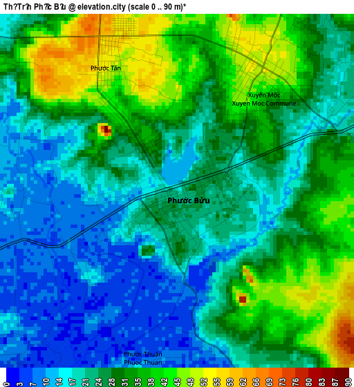 Thị Trấn Phước Bửu elevation map