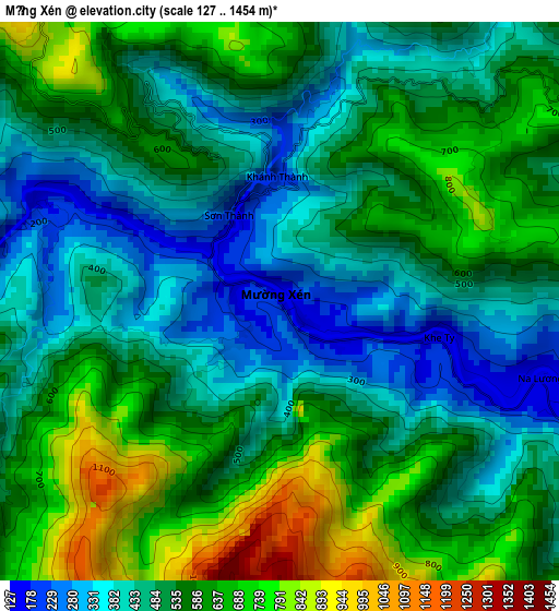 Mường Xén elevation map