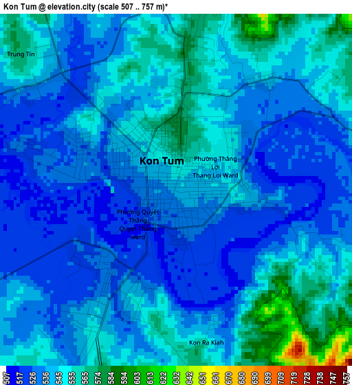 Kon Tum elevation map