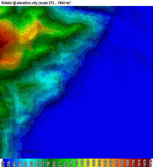 Kidatu elevation map
