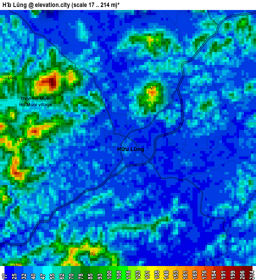 Hữu Lũng elevation map