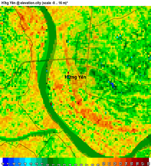 Hưng Yên elevation map