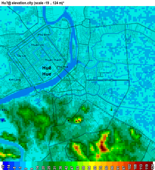 Huế elevation map