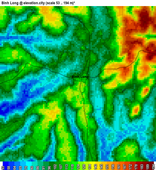 Bình Long elevation map