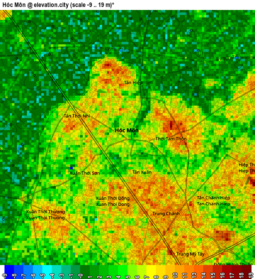 Hóc Môn elevation map