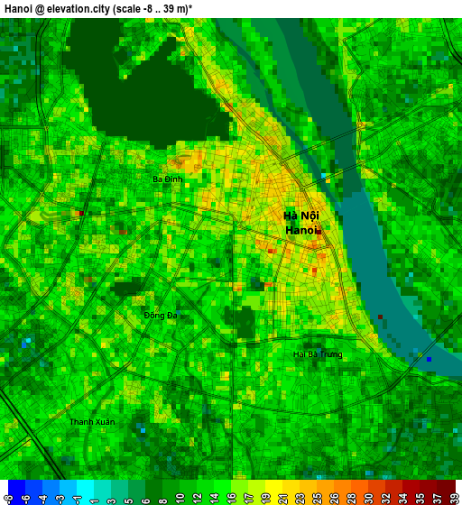 Hanoi elevation map