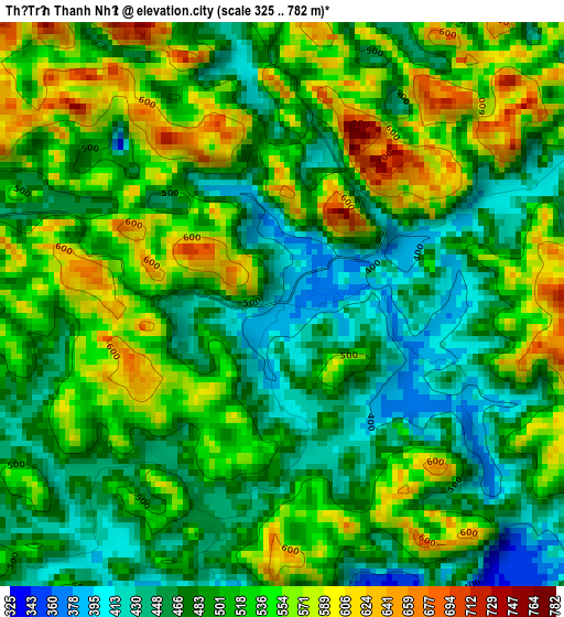 Thị Trấn Thanh Nhật elevation map
