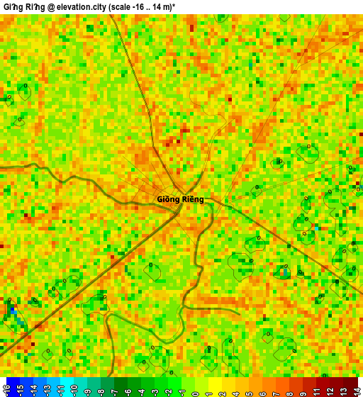 Giồng Riềng elevation map