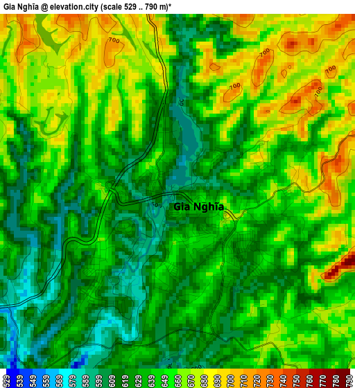 Gia Nghĩa elevation map