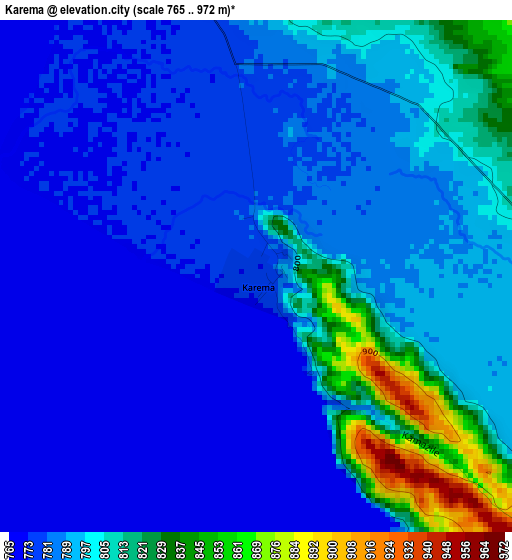 Karema elevation map