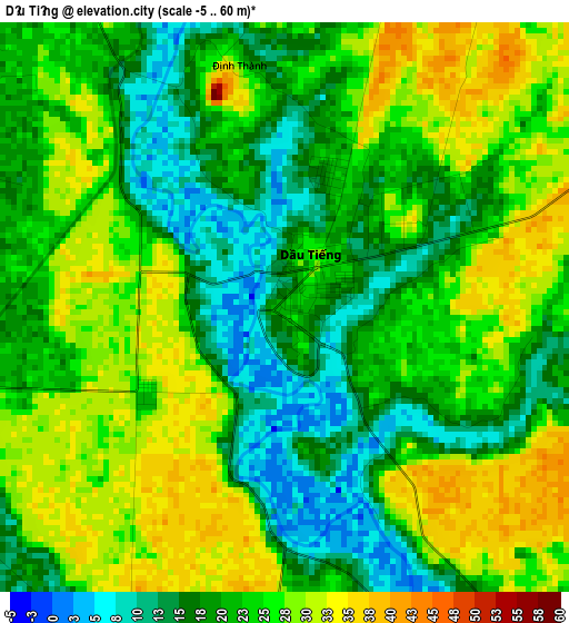 Dầu Tiếng elevation map