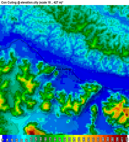 Con Cuông elevation map