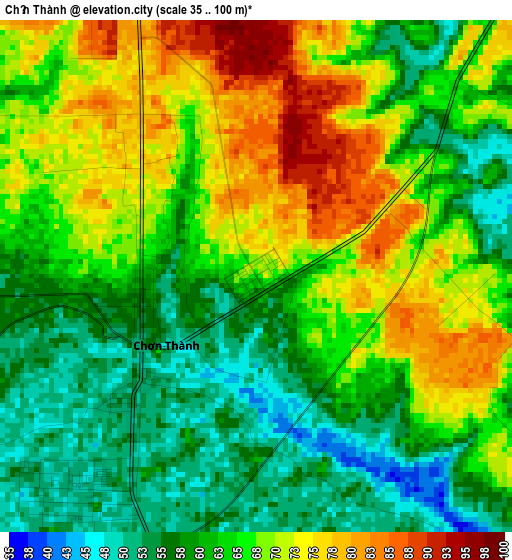 Chơn Thành elevation map