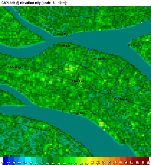 Chợ Lách elevation map