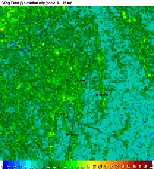 Giồng Trôm elevation map