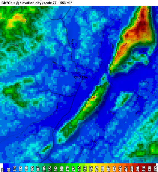 Chợ Chu elevation map