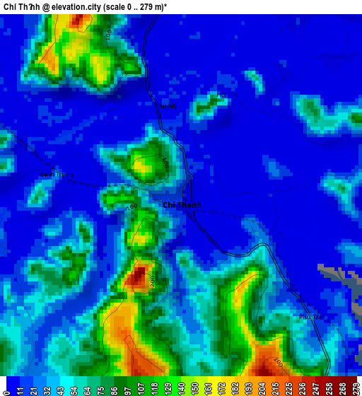 Chí Thạnh elevation map