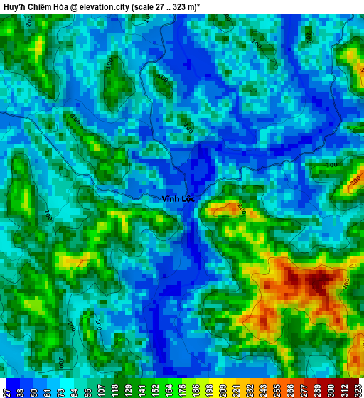 Huyện Chiêm Hóa elevation map