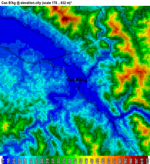 Cao Bằng elevation map