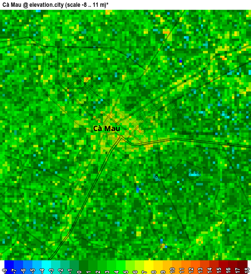 Cà Mau elevation map