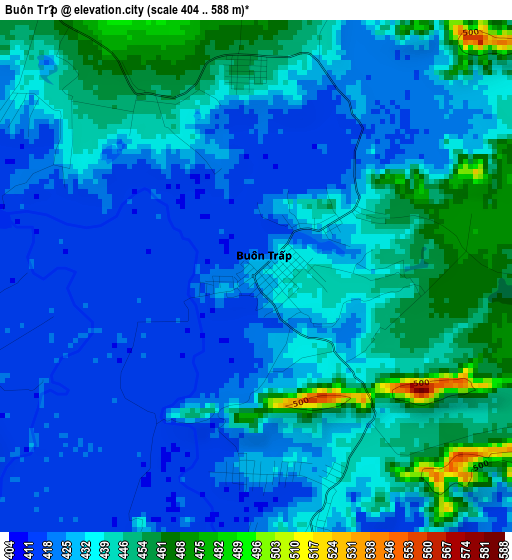 Buôn Trấp elevation map