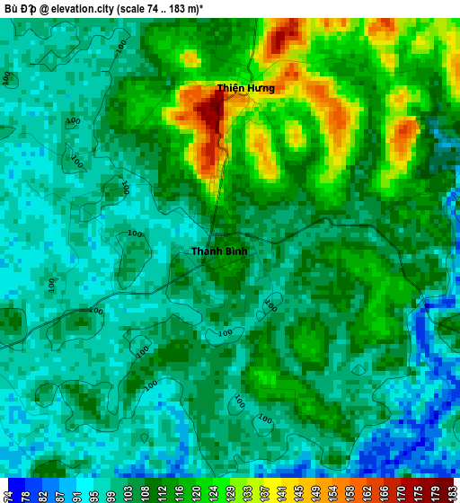 Bù Đốp elevation map