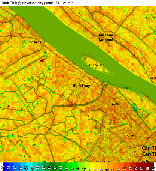 Bình Thủy elevation map