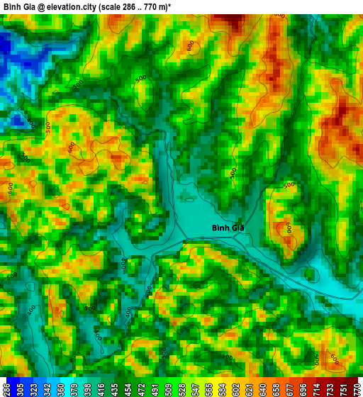 Bình Gia elevation map