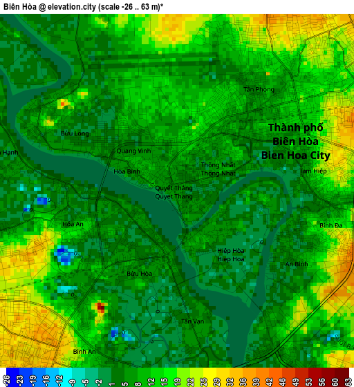 Biên Hòa elevation map