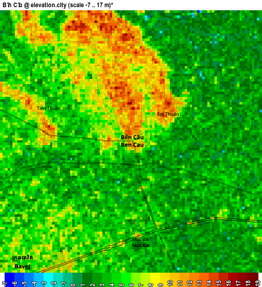Bến Cầu elevation map