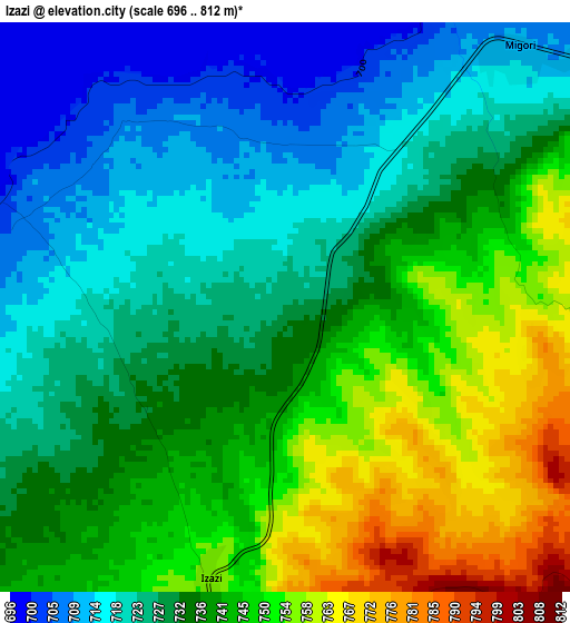 Izazi elevation map