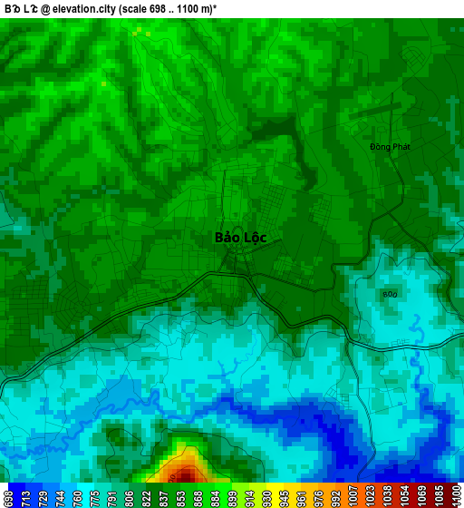 Bảo Lộc elevation map