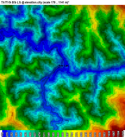 Thị Trấn Bảo Lạc elevation map