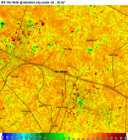 Bẩn Yên Nhân elevation map