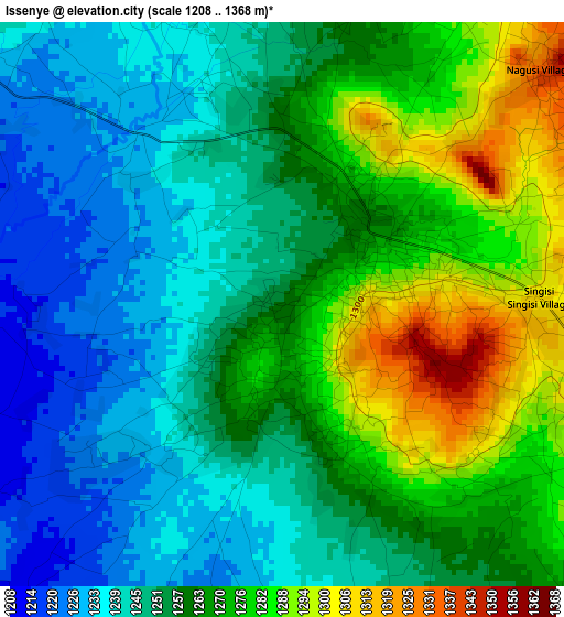 Issenye elevation map